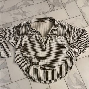 Pilcro Black and White Striped Hoodie